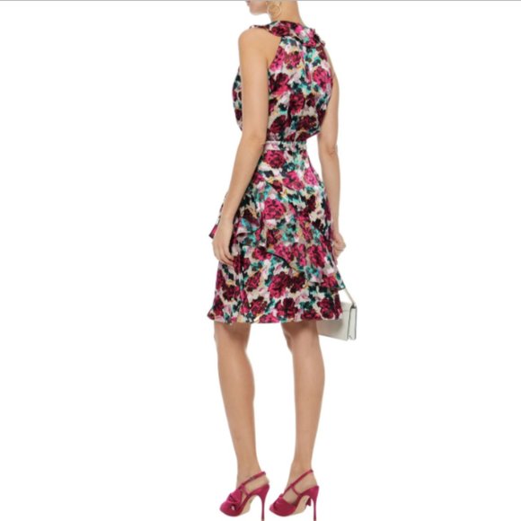 Saloni Rita Ruffled Floral Fil Coupé Chiffon Dress - Picture 3 of 8